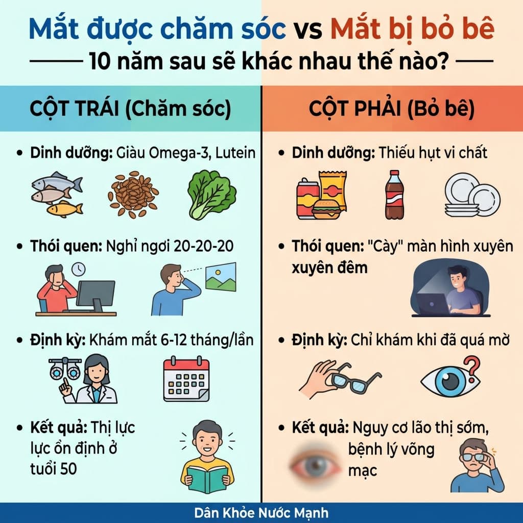 Chăm Sóc vs Bỏ Bê Đôi Mắt: Sự Khác Biệt Khốc Liệt Sau 10 Năm